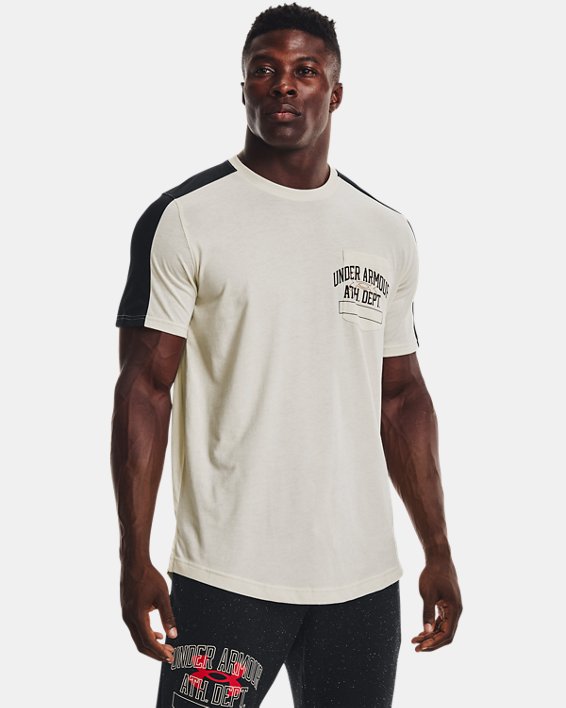 Herren UA Athletic Department Pocket T-Shirt, Brown, pdpMainDesktop image number 0